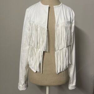 Hutch White fringe jacket coat